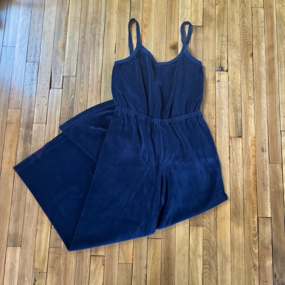 Suzie Kondi Elma Flare Jumpsuit Velour Navy M EUC - Picture 3 of 9